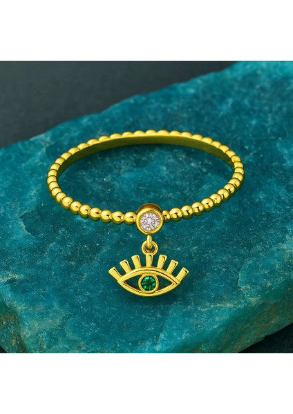 14 Ayar Altın Sallantılı Turkuaz Nazar Yüzük indirimleri
