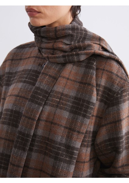 Yeni Sezon Atkılı Bisiklet Yaka Ekose Kadın Kaşe Kaban modelleri