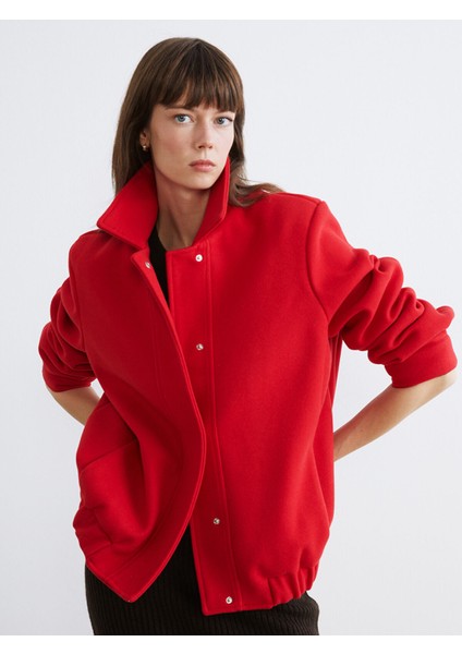 Yeni Sezon Polo Yaka Kadın Bomber Kaşe Ceket