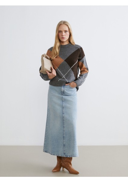 Yeni Sezon Baklava Desenli Kadın Triko Kazak fiyatları