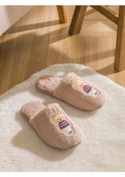 Yeni Sezon Ayı Teddy Nakışlı Pelüş Kadın Ev Terliği fiyatları