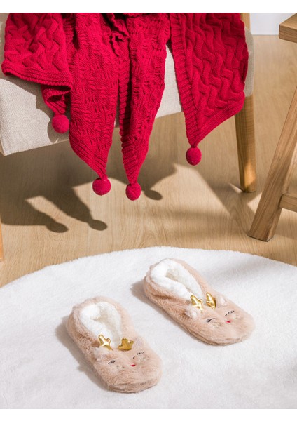 Yeni Sezon Tavşan Figürlü Pelüş Kadın Panduf