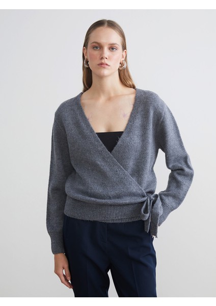 Yeni Sezon Kruvaze Yaka Kadın Triko Kazak