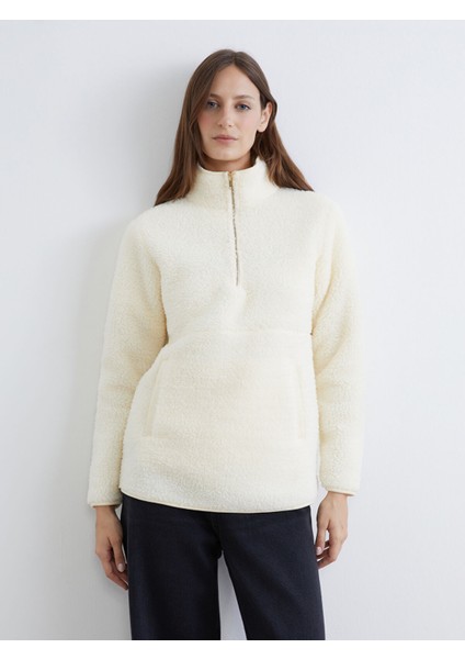 Yeni Sezon Dik Yaka Kadın Pelüş Sweatshirt