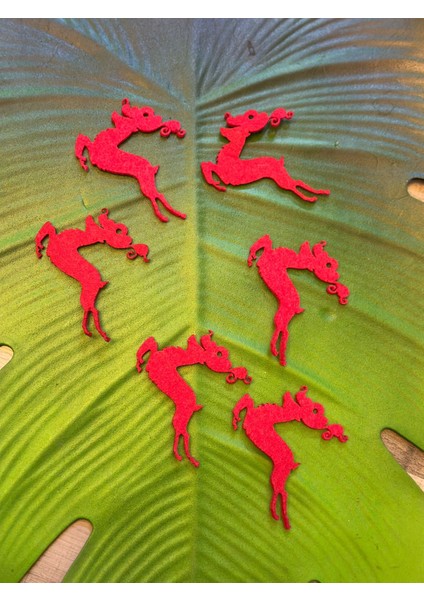 6 Adet Kırmızı Keçe Deniz Atı Arma Set 8x7 cm fırsatları