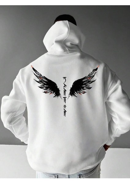 Erkek Baskılı Sweatshırt 3 Iplik Oversize