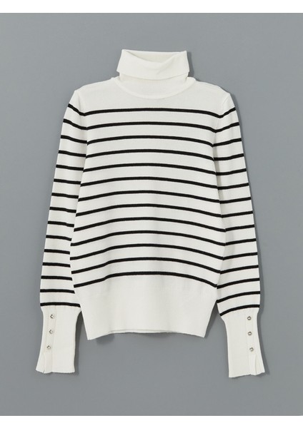 Yeni Sezon Balıkçı Yaka Çizgili Kadın Triko Kazak indirimleri