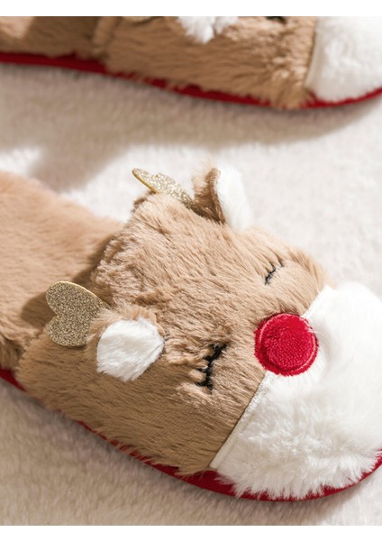 Yeni Sezon Geyik Nakışlı Pelüş Kadın Ev Terliği fırsatları