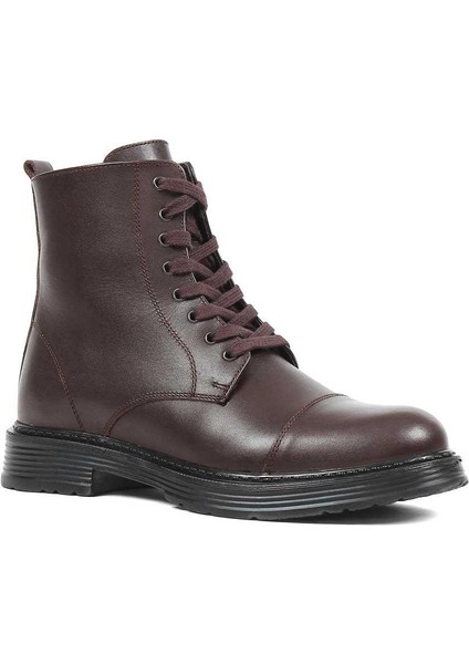 Erkek Kahverengi Bağcıklı Fermuarlı Deri Bot fırsatları