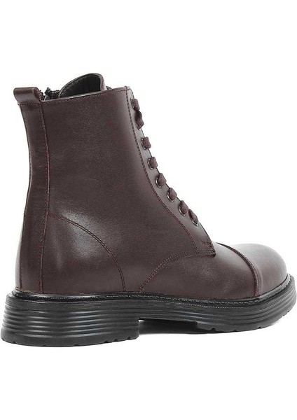 Erkek Kahverengi Bağcıklı Fermuarlı Deri Bot indirimleri