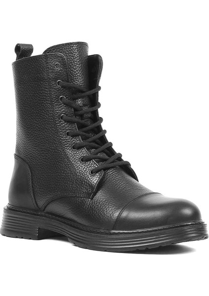 Erkek Siyah Bağcıklı Fermuarlı Deri Bot modelleri