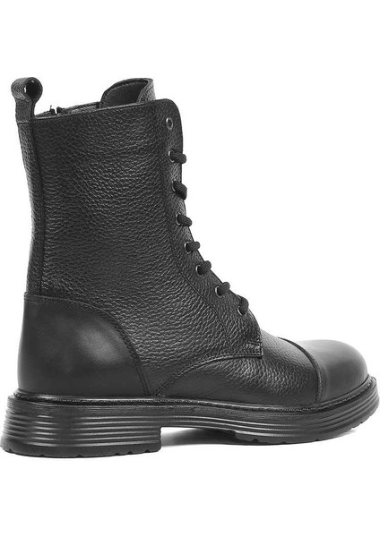 Erkek Siyah Bağcıklı Fermuarlı Deri Bot indirimleri