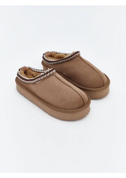 Yeni Sezon Süet Görünümlü Kız Çocuk Ev Ayakkabısı
