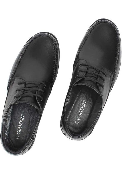 Erkek Siyah Bağcıklı Deri Günlük Ayakkabı