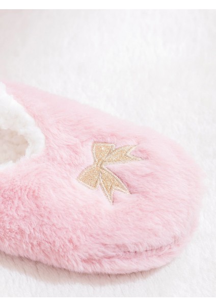 Yeni Sezon Fiyonk Nakışlı Pelüş Kız Çocuk Panduf modelleri