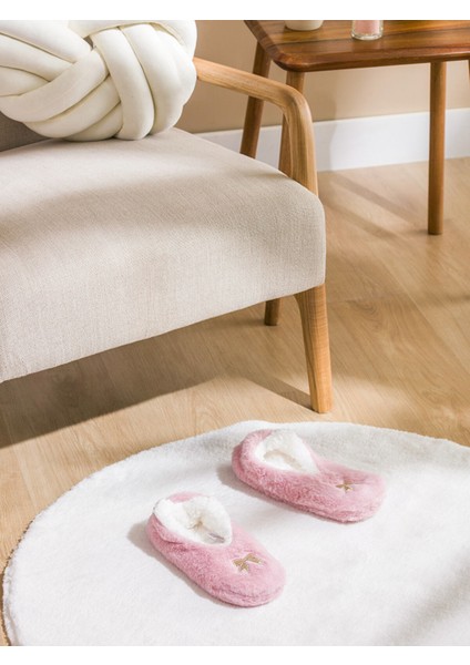 Yeni Sezon Fiyonk Nakışlı Pelüş Kız Çocuk Panduf