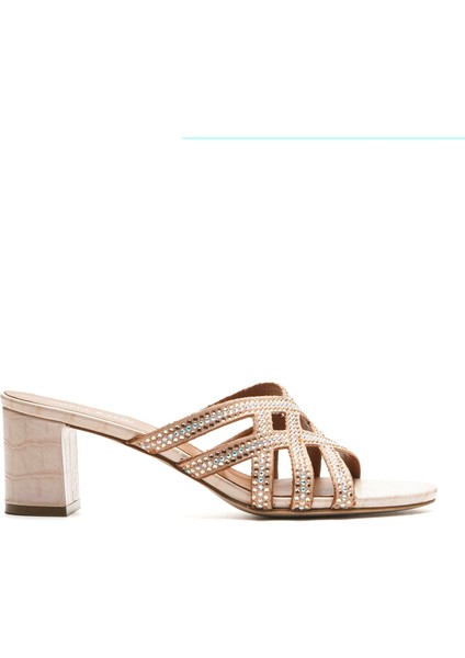 Monapa Pembe Hakiki Deri Kadın Topuklu Terlik
