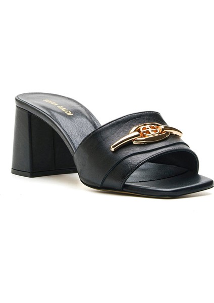 Lobre Siyah Hakiki Deri Kadın Topuklu Terlik fiyatları