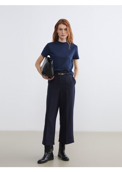 Yeni Sezon Beli Kemerli Standart Fit Kadın Pantolon