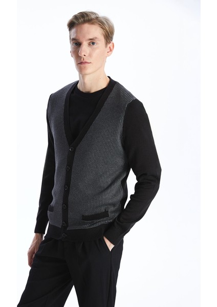 Yeni Sezon Standart Kalıp V Yaka Erkek Triko Hırka