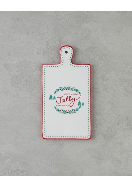 Joy Dolomite Sunumluk 24X13 cm Beyaz - Kırmızı