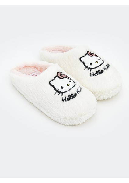 Yeni Sezon Hello Kitty Nakışlı Kız Çocuk Pelüş Ev Terliği