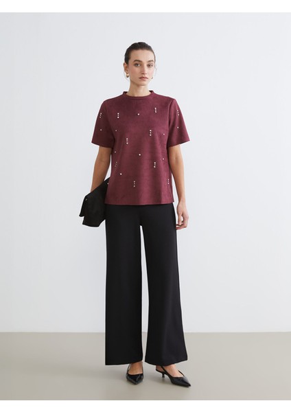 Yeni Sezon Beli Lastikli Geniş Paça Kadın Pantolon