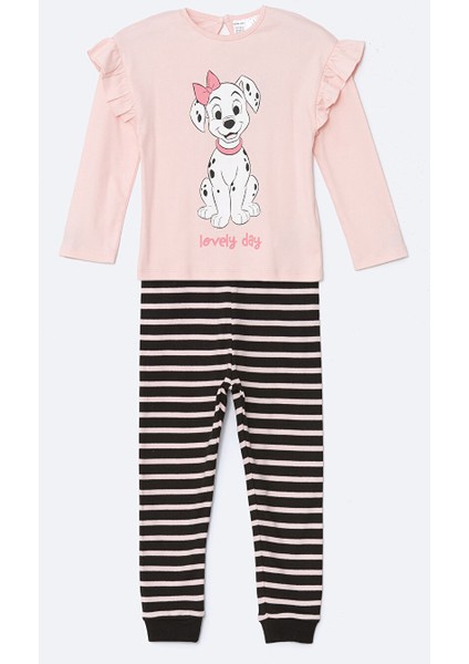 Yeni Sezon Bisiklet Yaka 101 Dalmaçyalı Baskılı Kız Bebek Pijama Takım