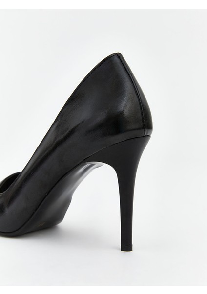 Yeni Sezon Deri Görünümlü Sivri Burun Kadın Topuklu Ayakkabı indirimleri