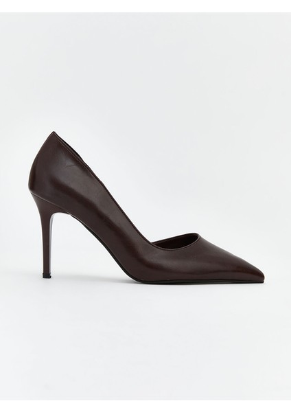 Yeni Sezon Deri Görünümlü Sivri Burun Kadın Topuklu Ayakkabı fiyatları