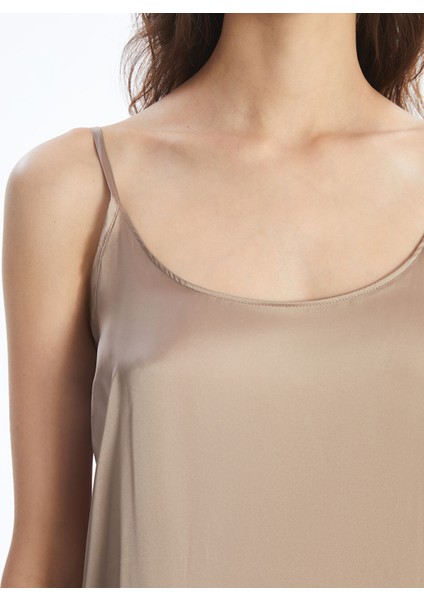 Yeni Sezon U Yaka Düz Askılı Saten Kadın Fantezi Gecelik modelleri