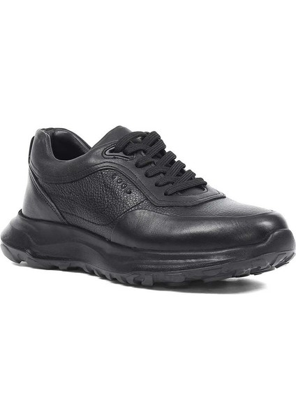 Erkek Siyah Kalın Tabanlı Deri Sneaker modelleri