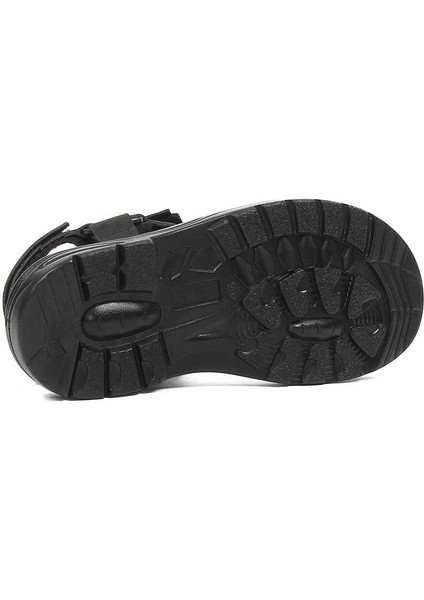 Erkek Siyah Süet Deri Sandalet