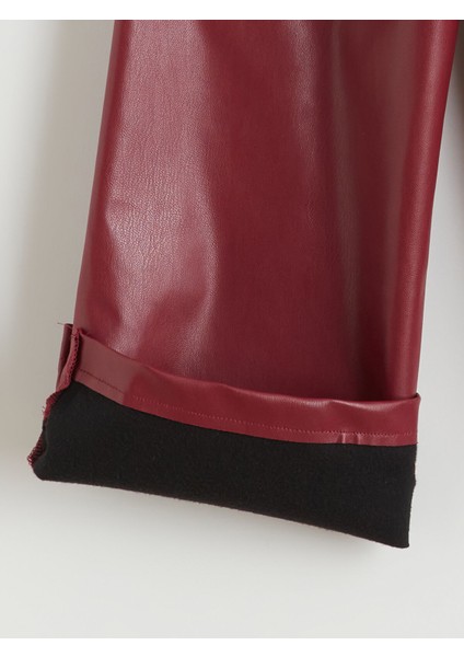 Yeni Sezon Fiyonk Detaylı Deri Görünümlü Kız Çocuk Pantolon modelleri