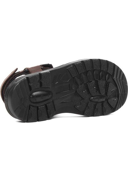 Erkek Kahverengi Süet Deri Sandalet