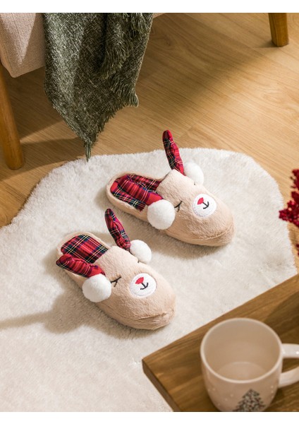 Yeni Sezon Yılbaşı Temalı Pelüş Kadın Ev Terliği