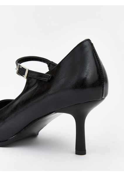 Yeni Sezon Deri Görünümlü Sivri Burun Kadın Topuklu Ayakkabı indirimleri