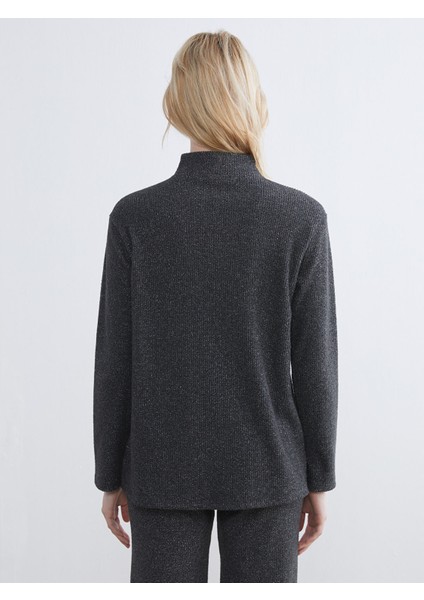 Yeni Sezon Dik Yaka Simli Bluz fırsatları