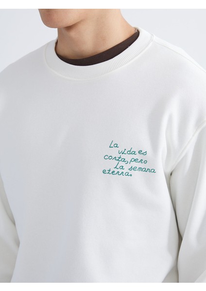 Yeni Sezon Bisiklet Yaka Baskılı Erkek Kalın Sweatshirt modelleri