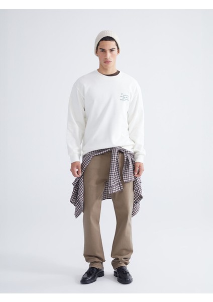 Yeni Sezon Bisiklet Yaka Baskılı Erkek Kalın Sweatshirt fırsatları