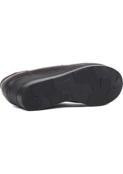 Kadın Kahverengi Bağcıklı Fermuarlı Dolgu Topuklu Deri Ayakkabı indirimleri