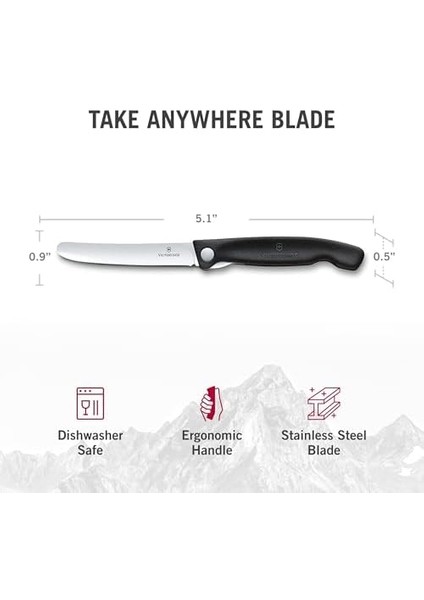 Klasik Katlama Sebze Bıçağı, Düz Kes, Bulaşık Makinesinde Yıkanabilir, Siyah, Blister Paketi fiyatları