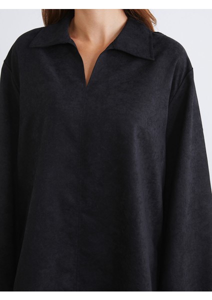 Yeni Sezon Gömlek Yaka Süet Görünümlü Bluz modelleri