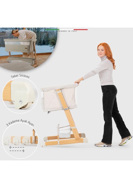 Lettino 4in1 Xl Büyüyebilen Anne Yanı Bebek Beşik Park Yatak 0-100 kg Yeşil