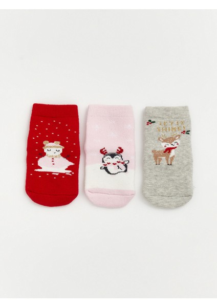 Yeni Sezon Yılbaşı Temalı Kız Bebek Soket Çorap 3'lü