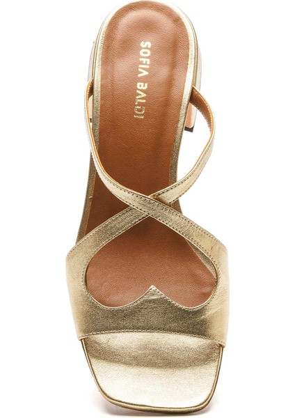 Yelev Altın Hakiki Deri Kadın Topuklu Terlik modelleri