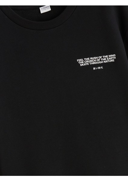 Yeni Sezon Bisiklet Yaka Baskılı Erkek Çocuk Kalın Sweatshirt modelleri