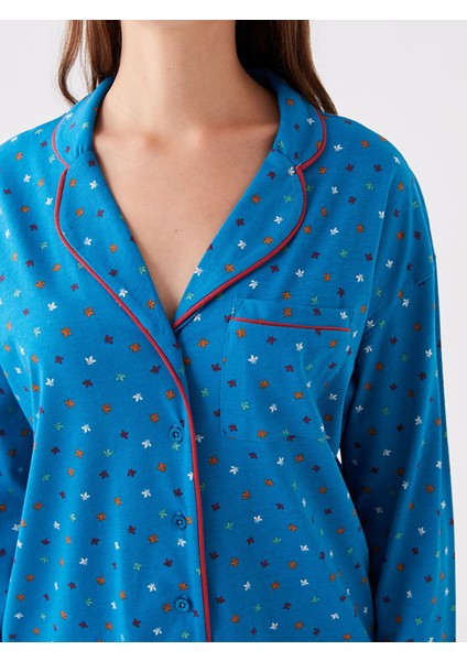 Yeni Sezon Gömlek Yaka Desenli Kadın Pijama Takımı fırsatları