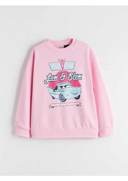 Yeni Sezon Bisiklet Yaka Arabalar Baskılı Kız Çocuk Sweatshirt