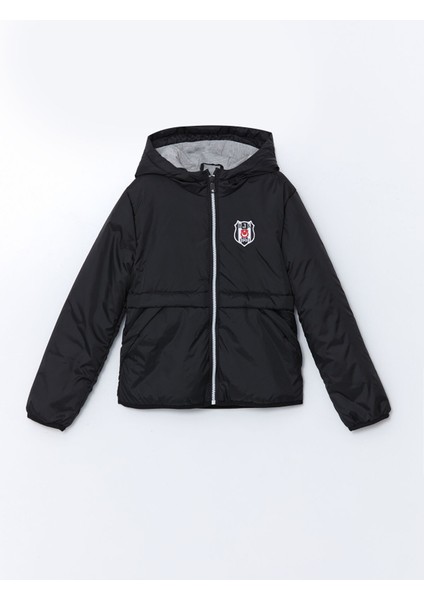 Yeni Sezon Kapüşonlu Beşiktaş Baskılı Erkek Çocuk Mont